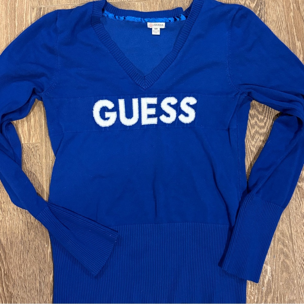 GUESS Women's Royal Blue V-Neck Sweatshirt